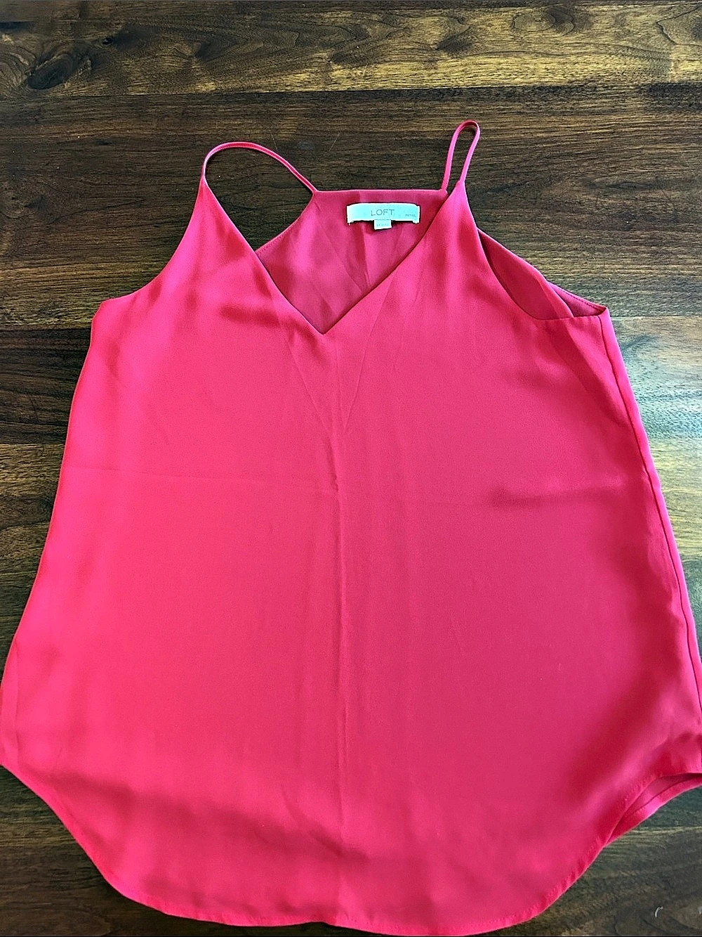 LOFT Red Silky Top - Petite Small
